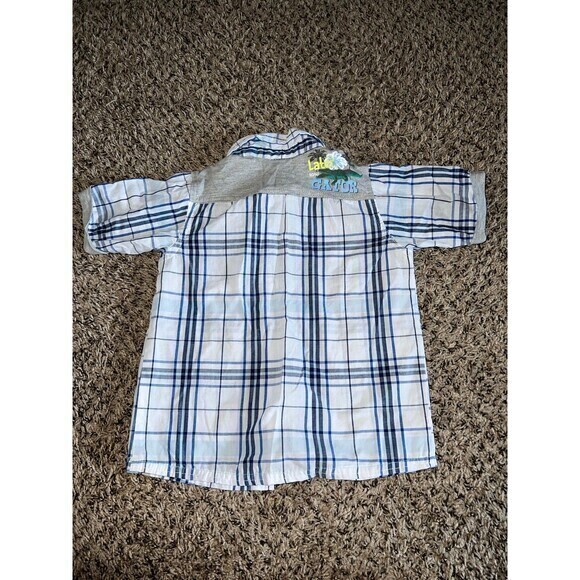 Nannette Kids white/blue plaid button‎ down boys shirt size 5 - Picture 4 of 6